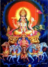 De hindoeïstische god Aruna of Arun